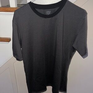 Uniqlo - Men’s - M - AIRism Cotton T-Shirt - Striped - Contrast Trim - Black